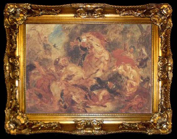 framed  Eugene Delacroix La Chasse aux lions, ta009-2